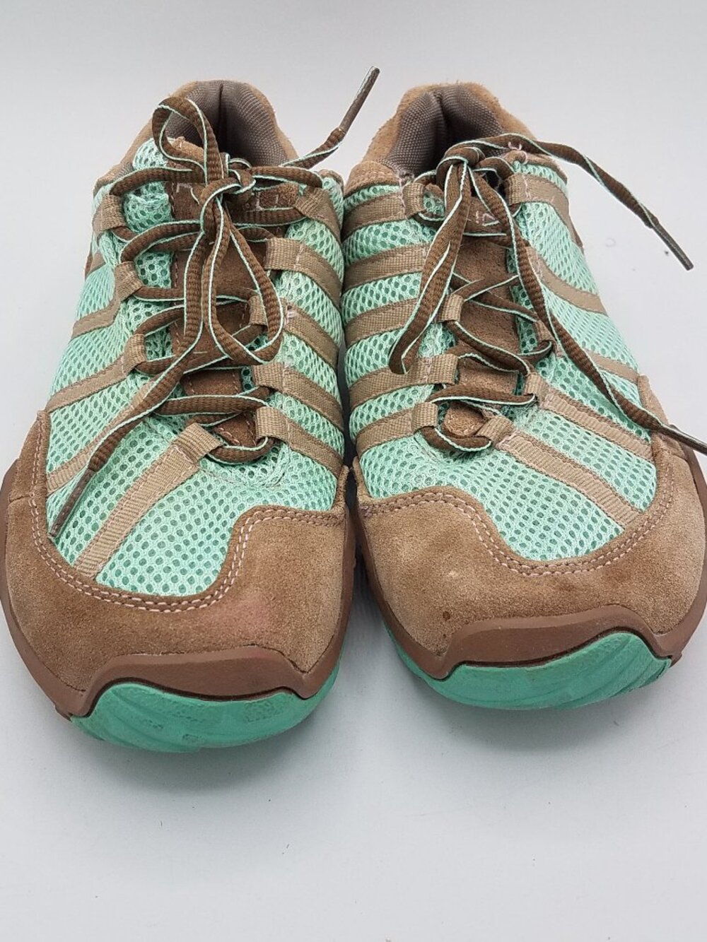 Kuru Chicane Hiking Trail Shoes Womens 8 Tan Blue Sneakers 200613 Mesh